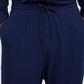 close up of navy pajama pants waist