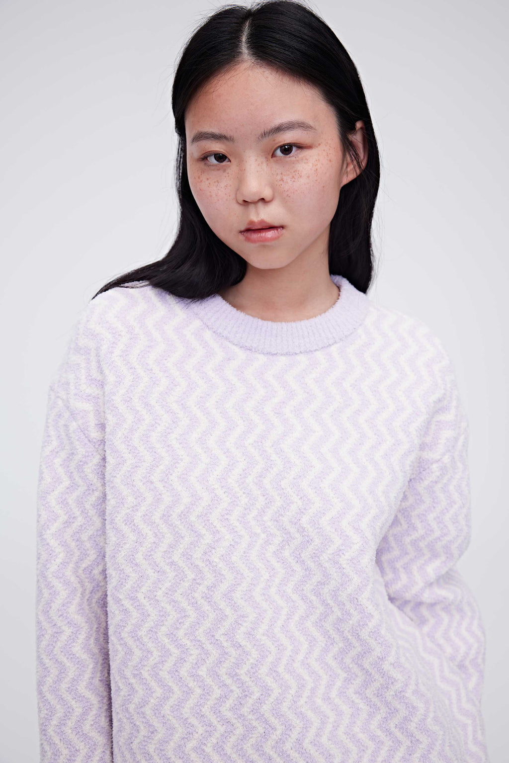 The Front of purple plush fleece pajama top