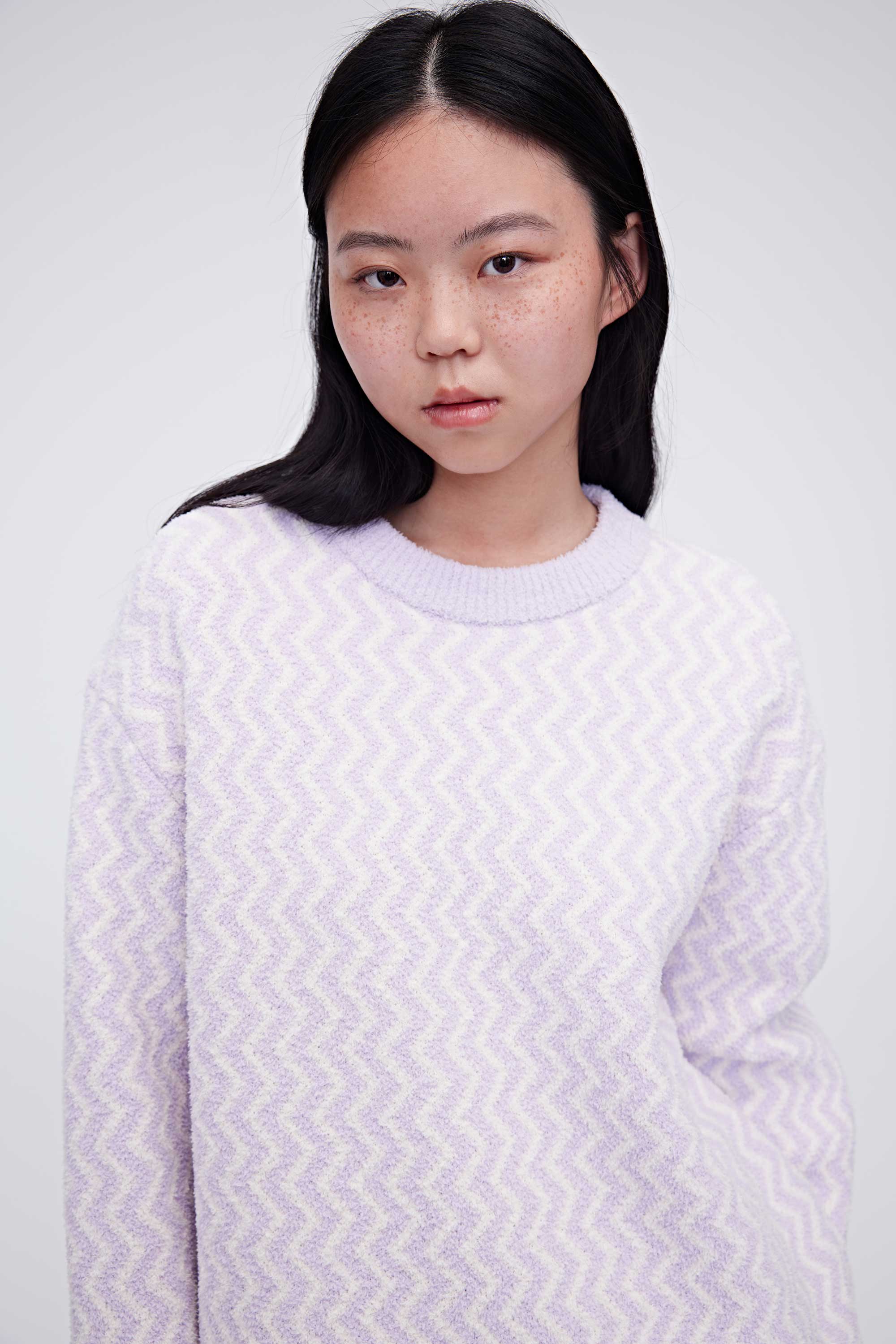 The Front of purple plush fleece pajama top