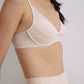 Side view of a nude 3/4 cup bra worn by a model. Paring with a nude high waist brief.
