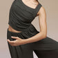 Model wearing black Modal Pleated Dance Tank Top