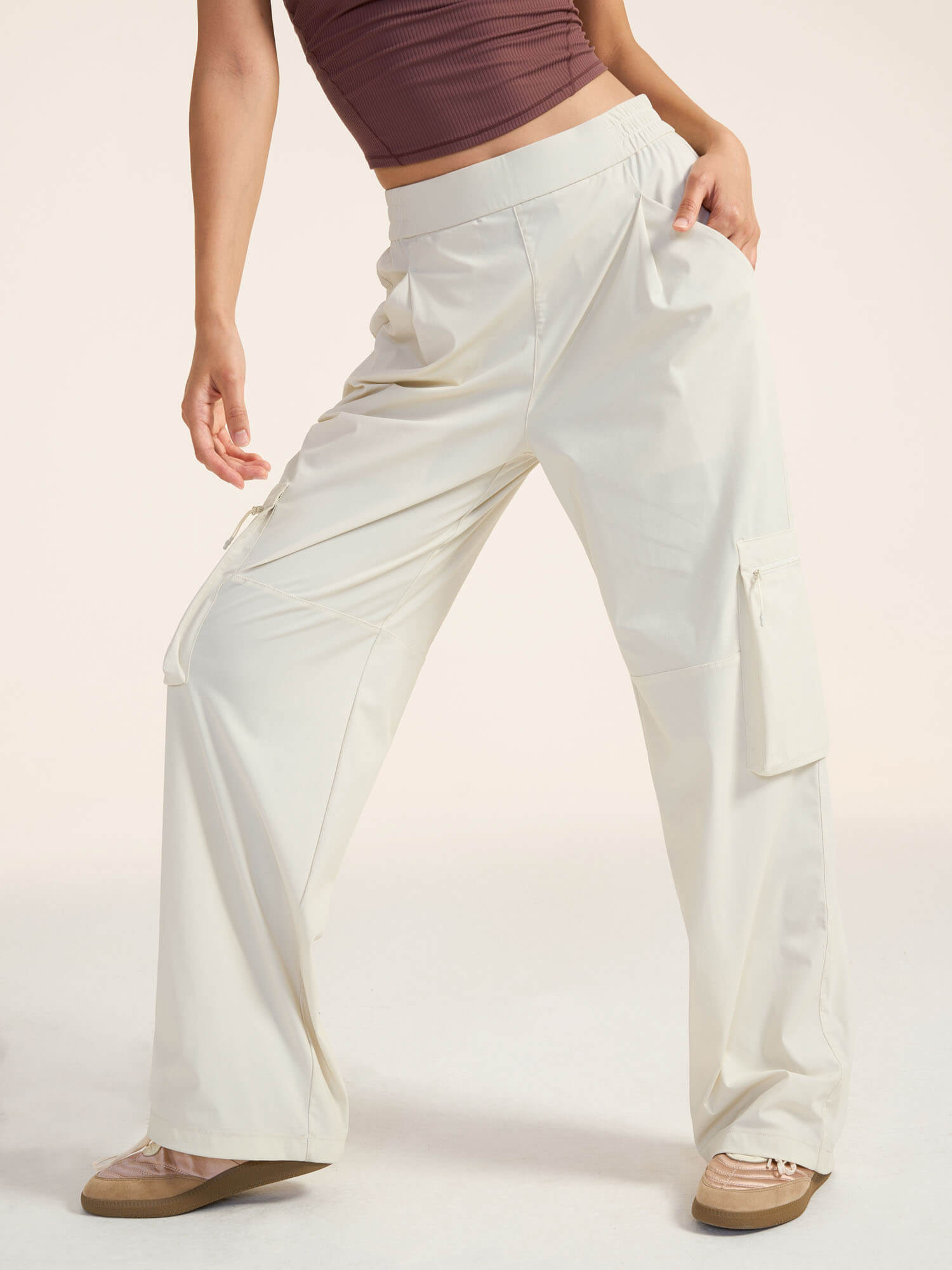 White wide-leg pants worn by a model