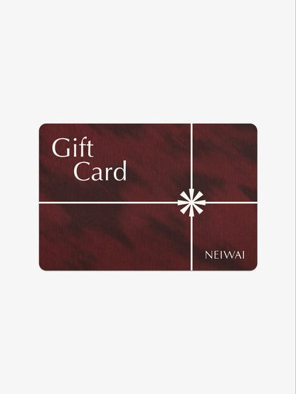 Gift card with 'NEIWAI' branding on a white background