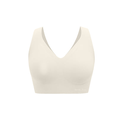 Flat lay of white anchored cup bra.