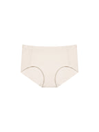 A pair of seamless high-waisted briefs in a light cream or off-white color, presented flat against a solid white background. eggwhite