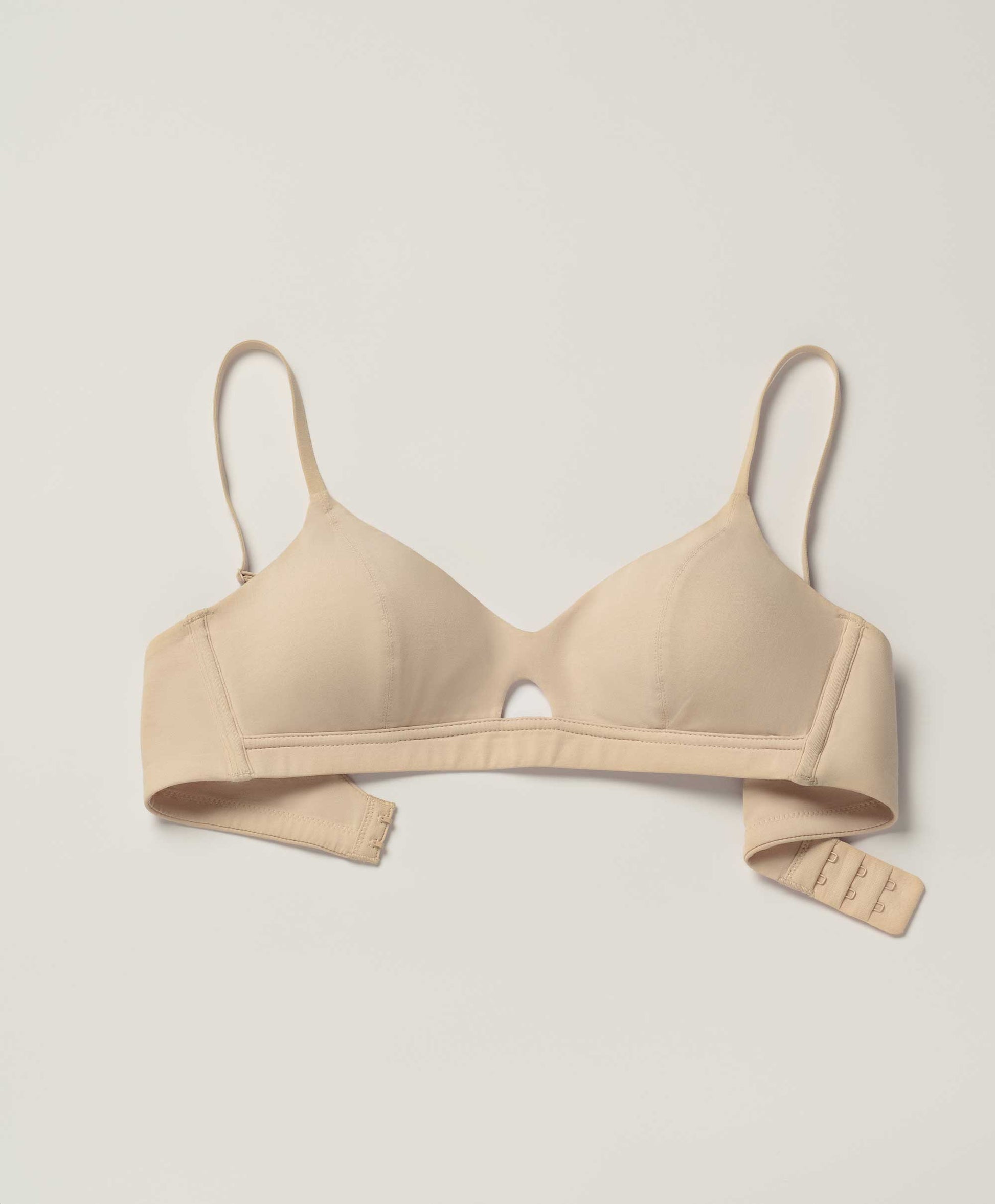 flat lay of nude bra 