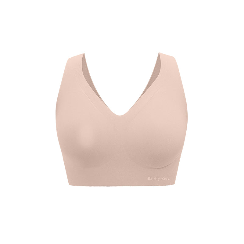 Flat lay of nude beige anchored cup bra.