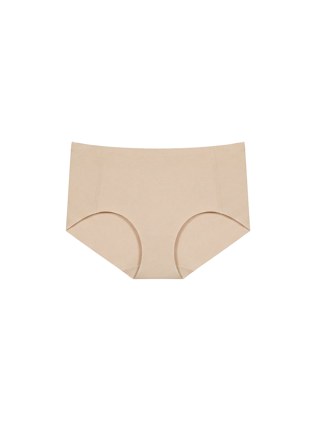 A pair of seamless high-waisted briefs in a light beige color, shown flat against a solid white background. Treacly Almond
