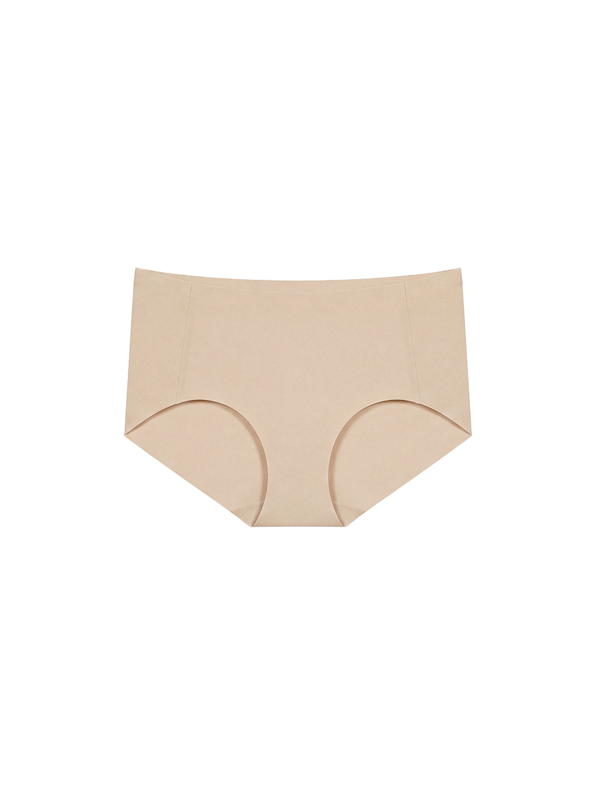 A pair of seamless high-waisted briefs in a light beige color, shown flat against a solid white background. Treacly Almond