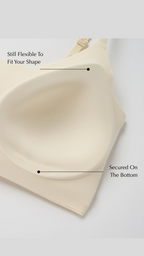 Beige fabric with text indicating flexibility and secure attachment on a light gray background. Eggwhite color.