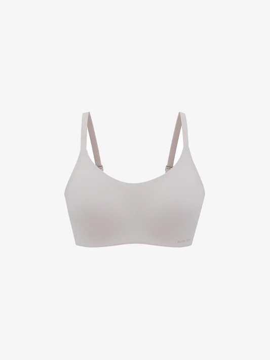 flat lay of gray bra