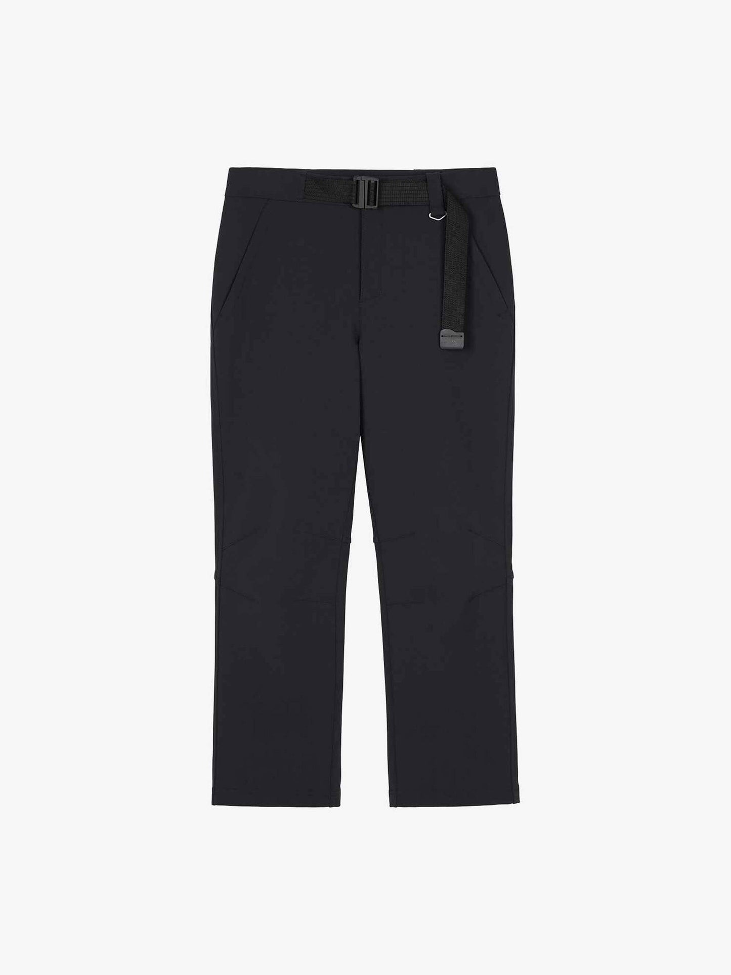 Flat lay of black woven fleece pants