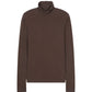 Flat lay of brown wool seamless turtleneck top