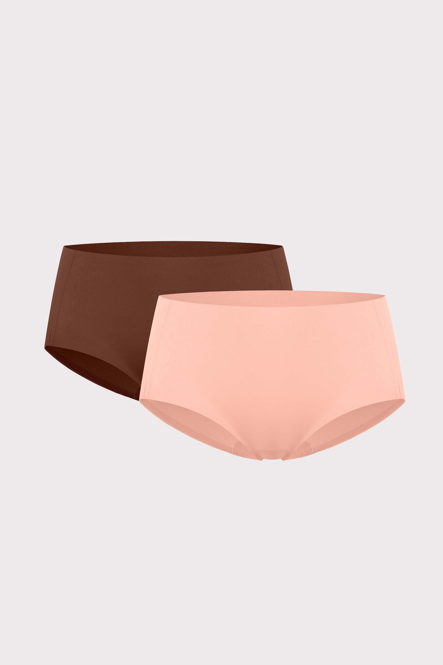 two briefs in brown and pink