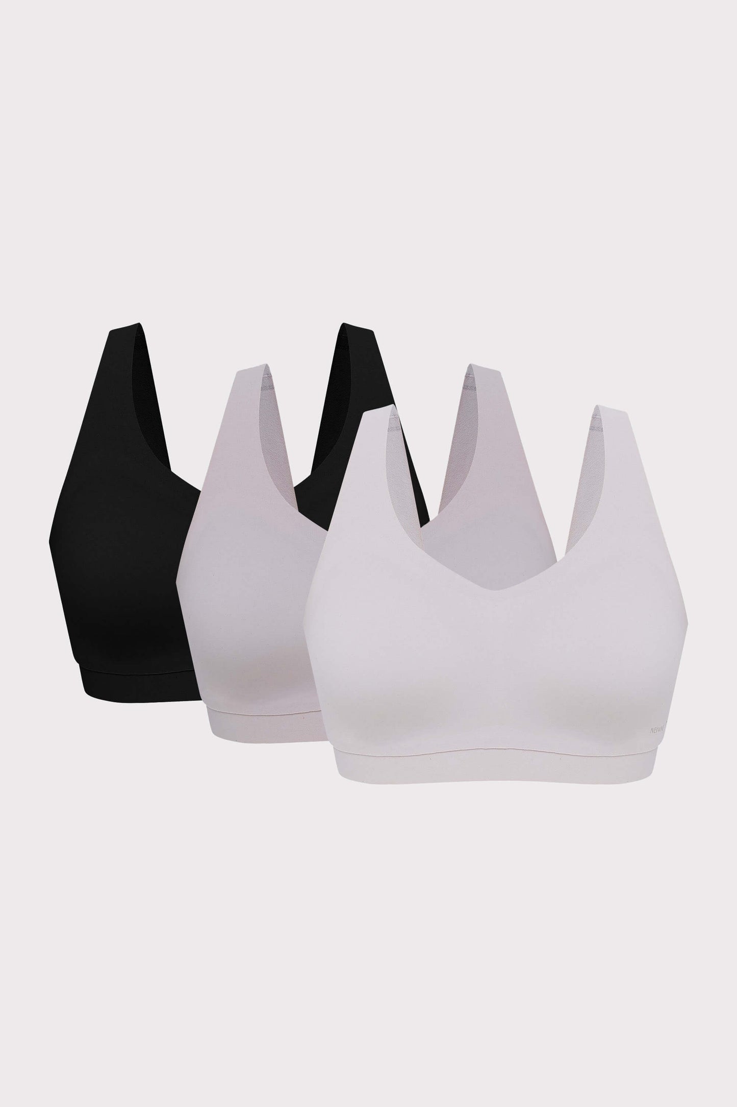3 pack of bra include black, grey and light purple