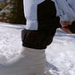 close up of snow bib leg details