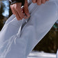 close up of snow bib zippers