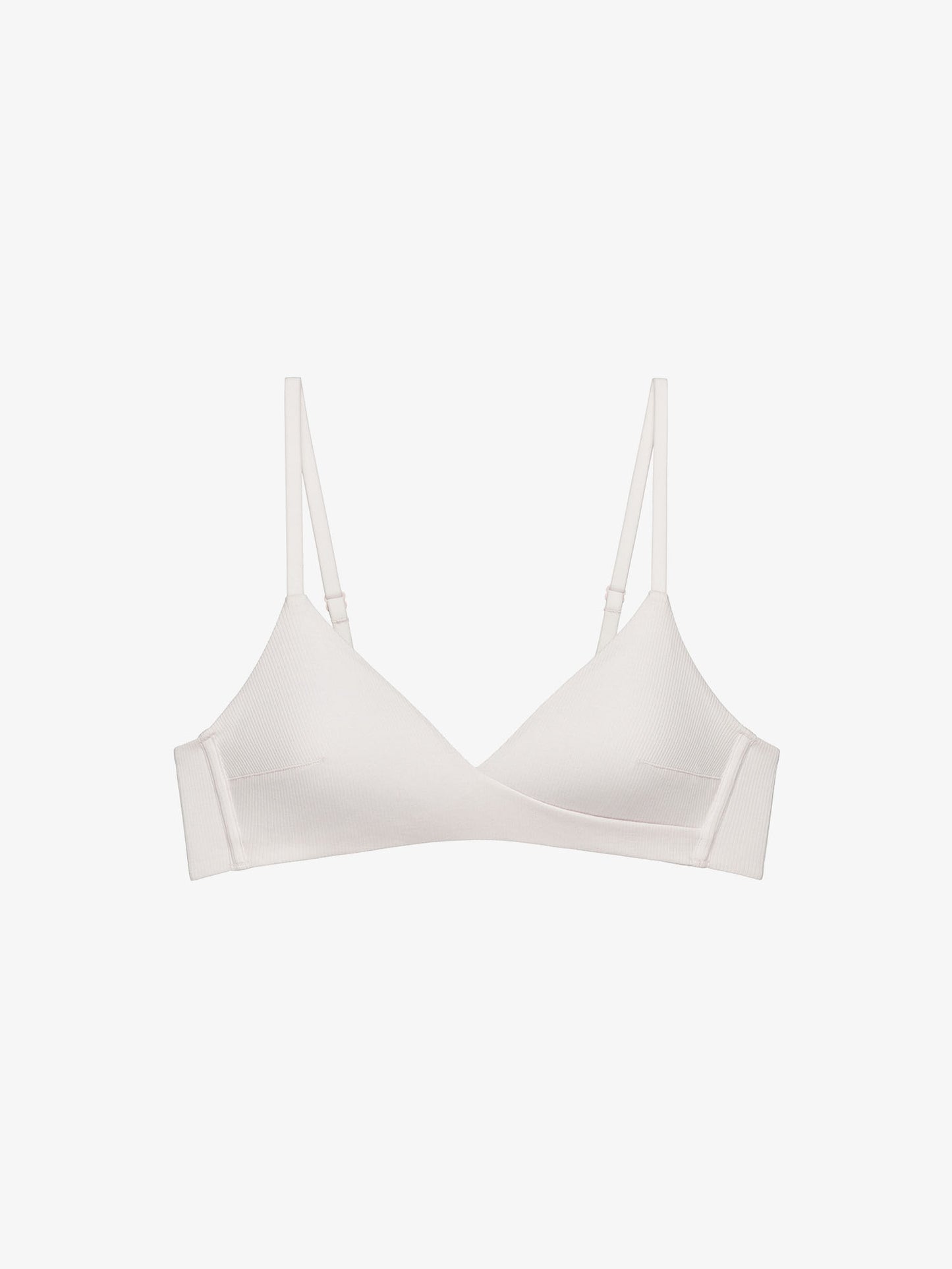 Flat lay of white bra.