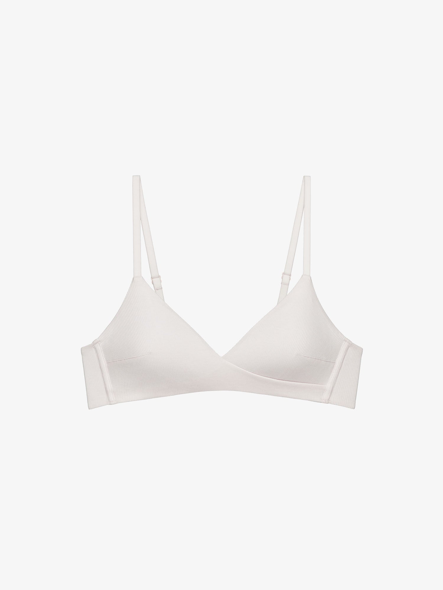 Flat lay of white bra.