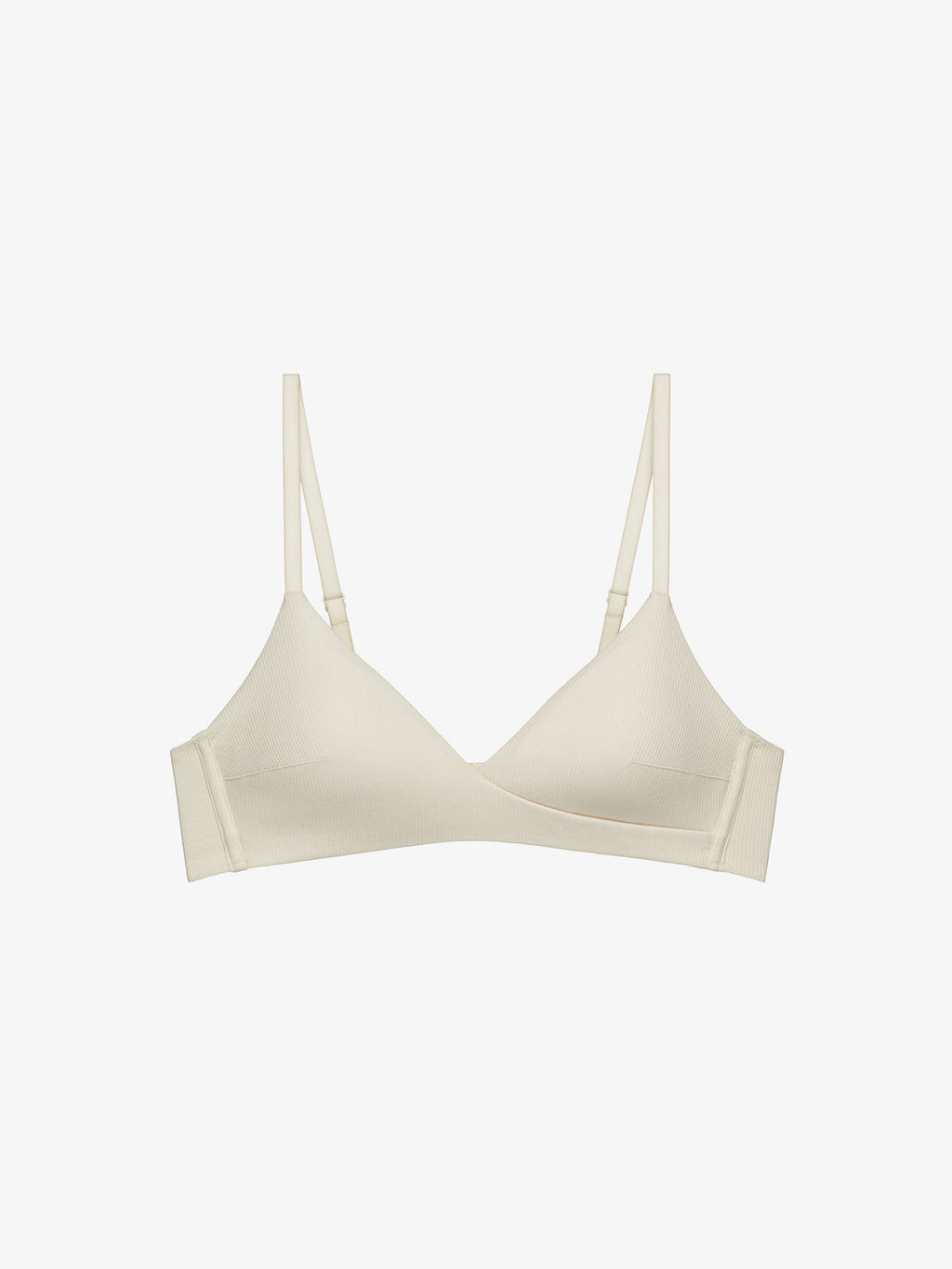 Flat lay of beige bra. Sticky Rice color.