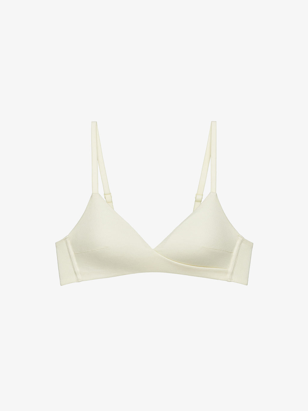 Flat lay of light green bra.