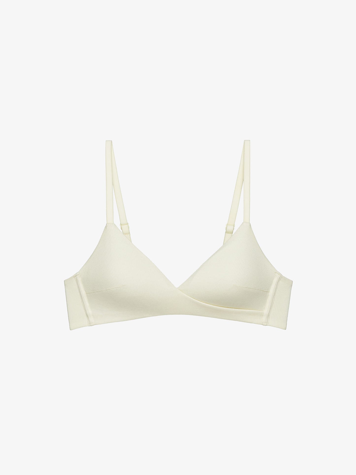 Flat lay of light green bra.