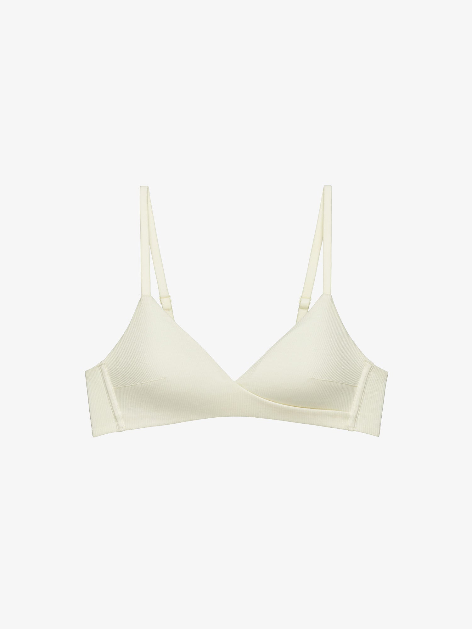 Flat lay of light green bra.