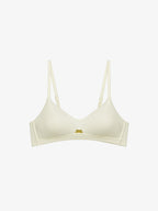 Flat lay of white bra