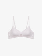 Flat lay of light pink bra. Orchid Pink color. 