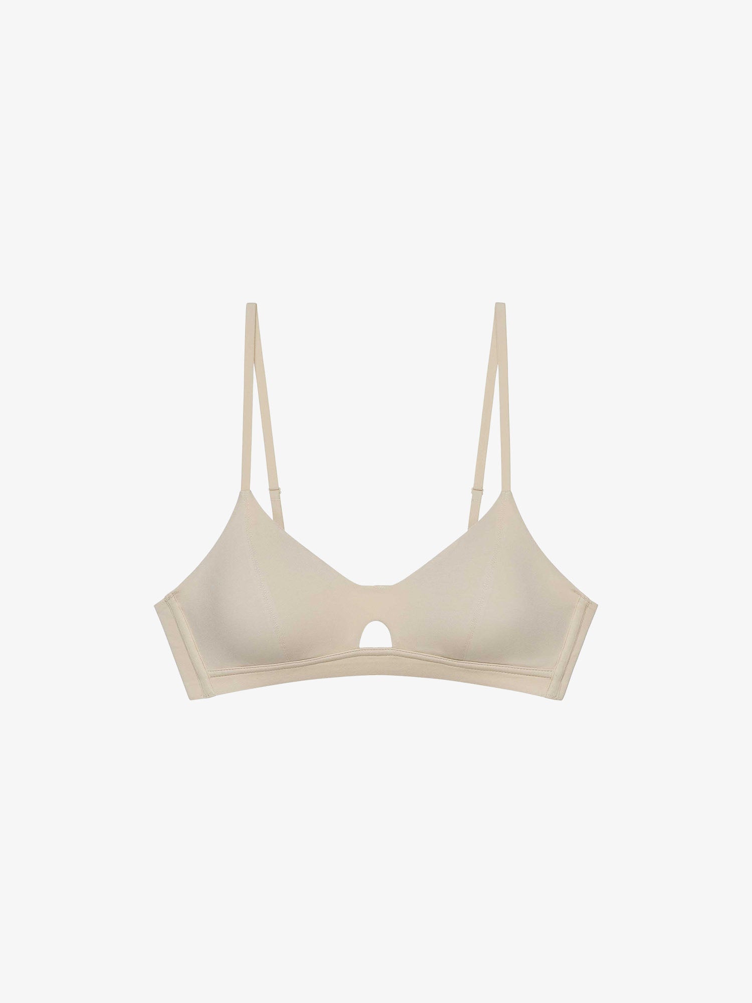 Beige bra on a white background