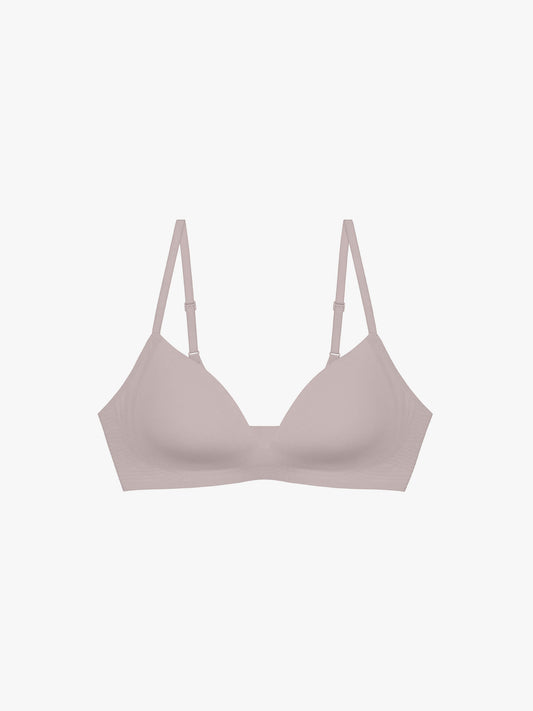 Flat lay of light mauve bra