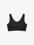 Black sports bra on a light gray background