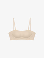Flat lay of nude bandeau bra. Treacly Almond color. 