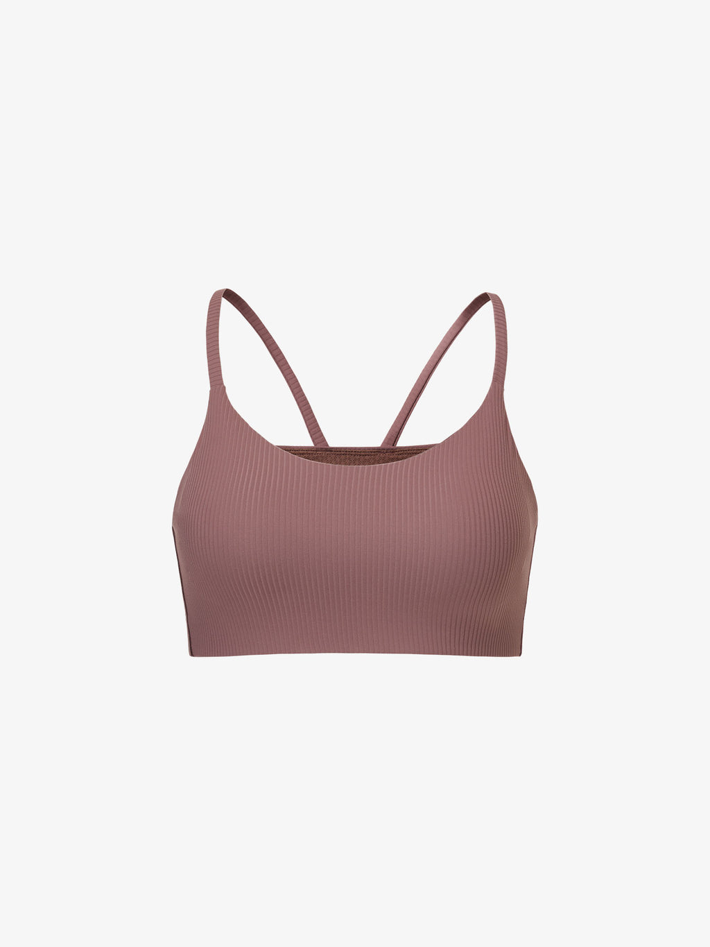 Flat lay of mauve sports bra 