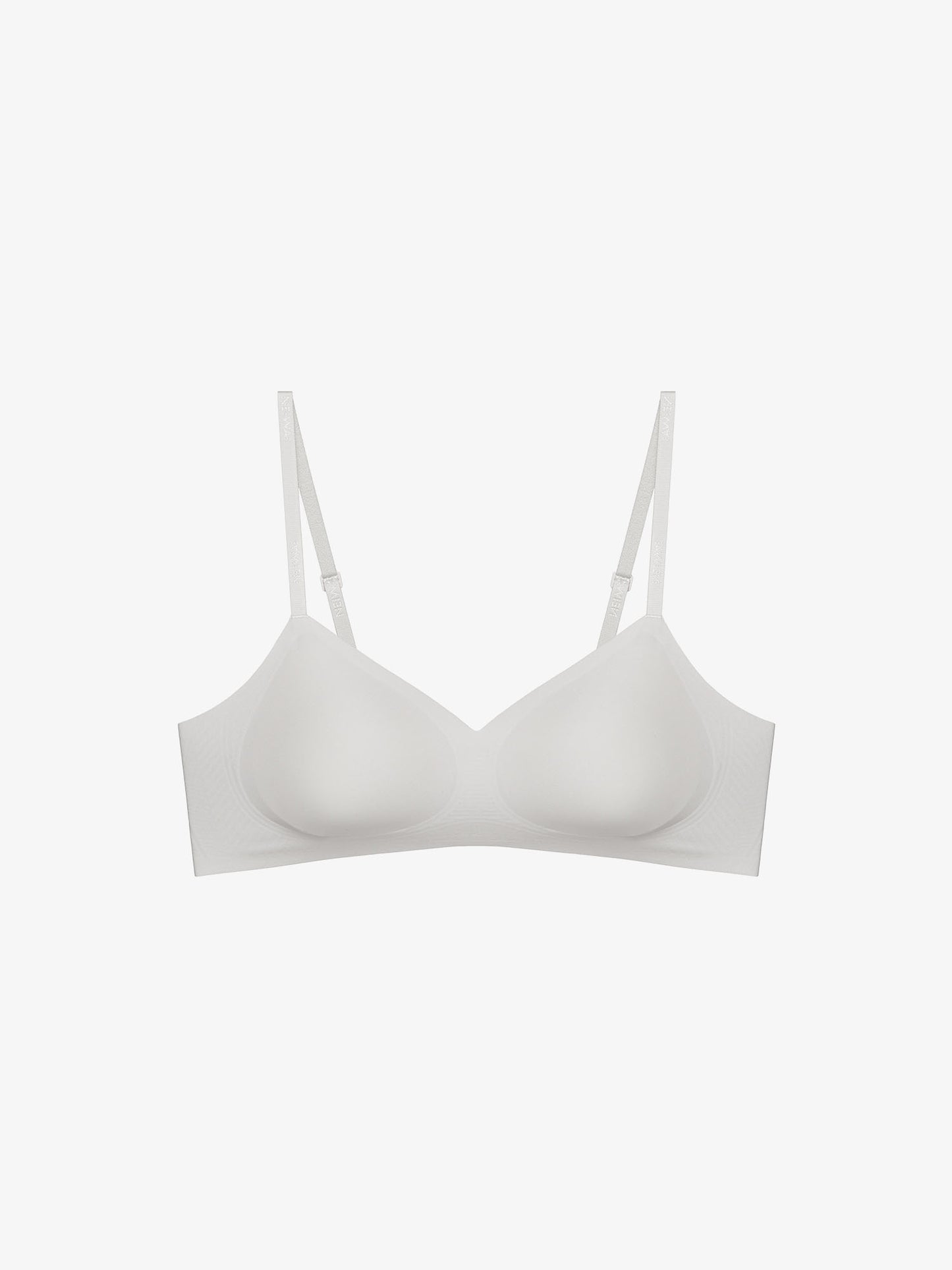 Flat lay of light gray bra