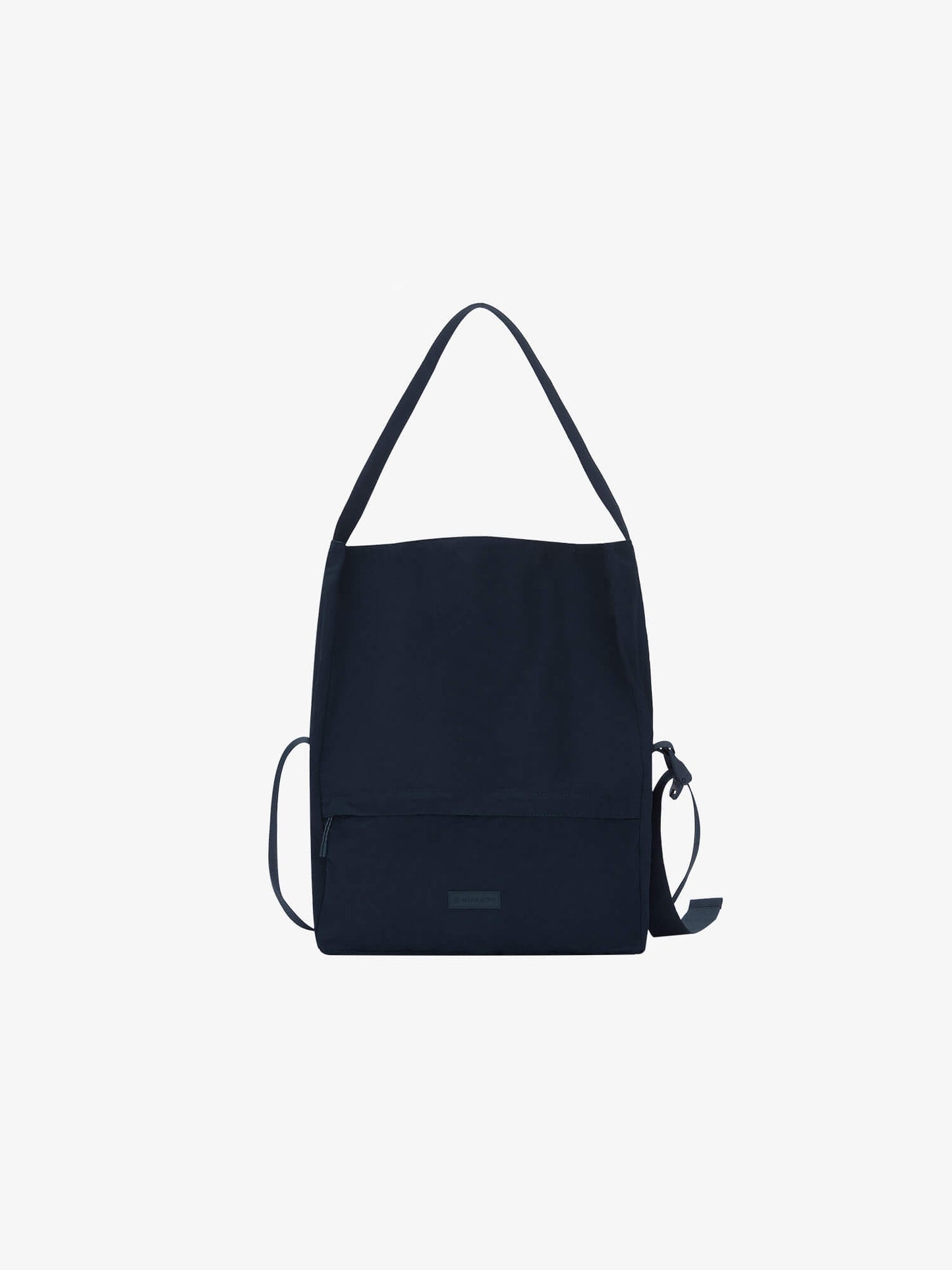 Front view of navy blue crossbody bag