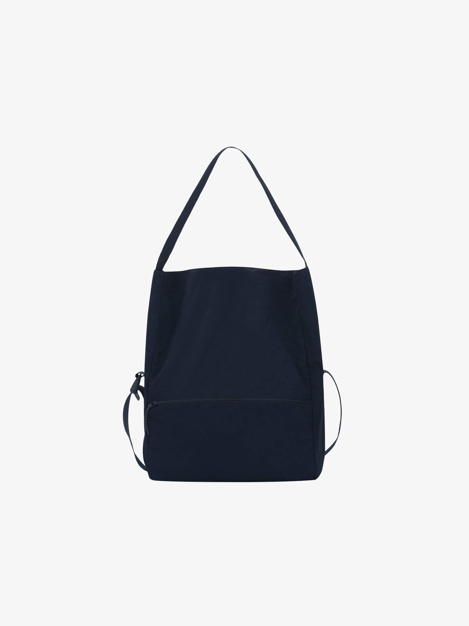 Back view of navy blue crossbody bag