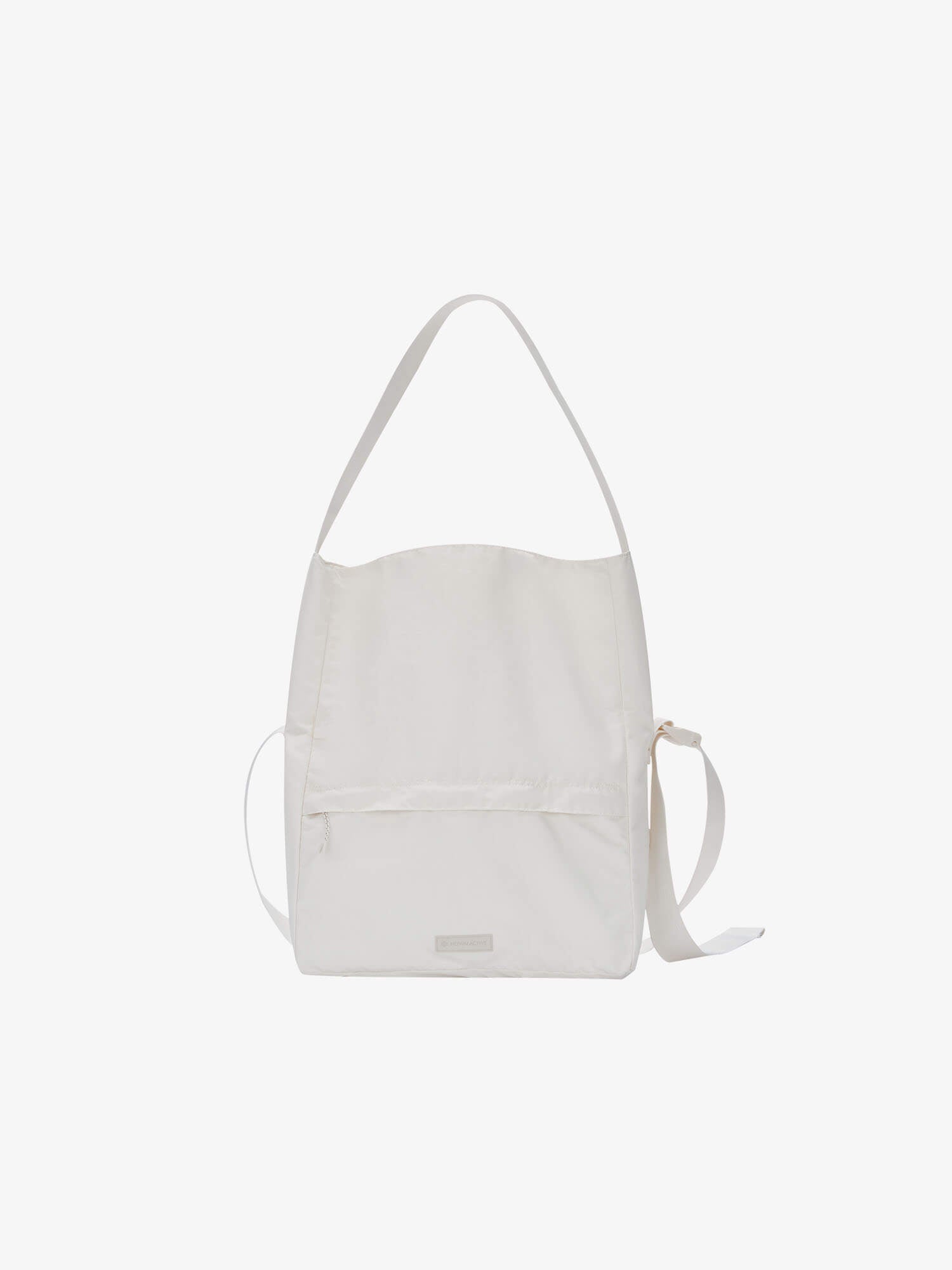 Front view of white crossbody bag