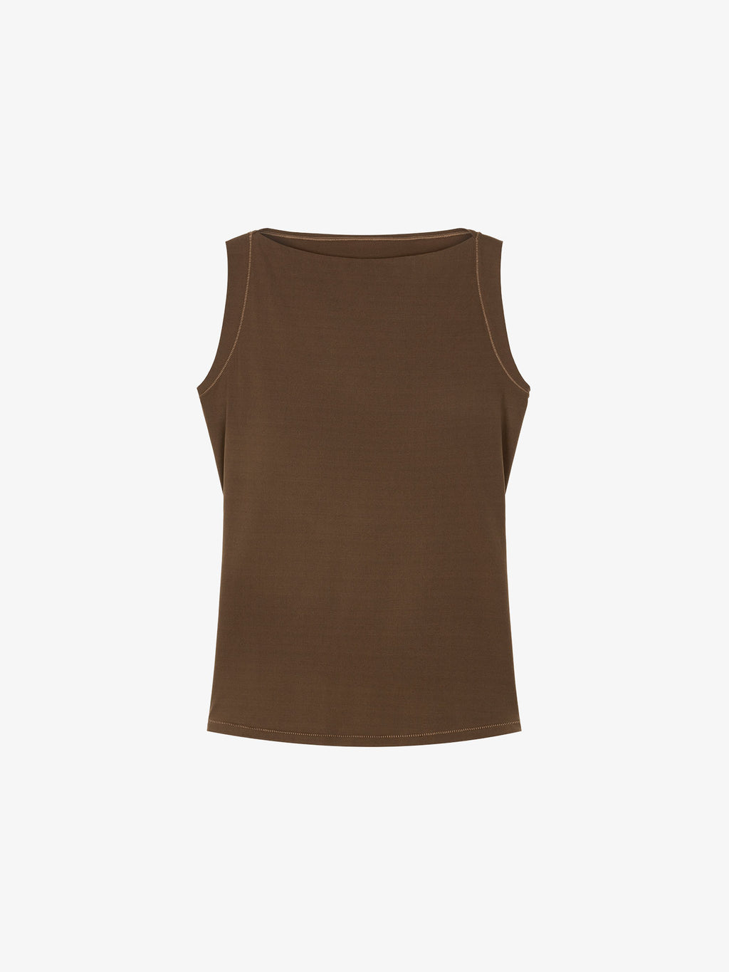 Brown tank top flatlay on a white background.