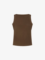 Brown tank top flatlay on a white background.