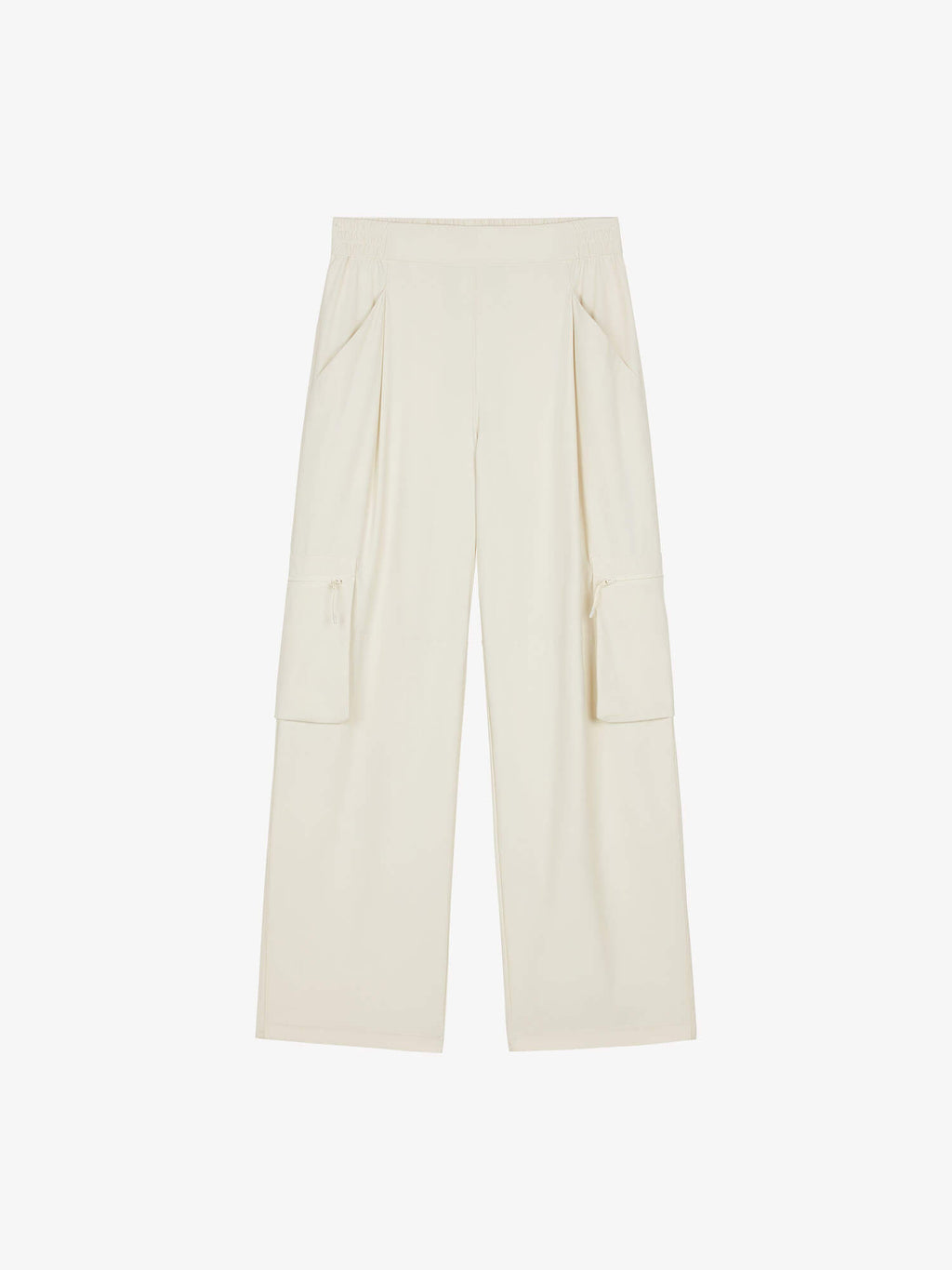 Flat lay of white cargo pants