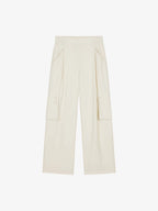 Flat lay of white cargo pants