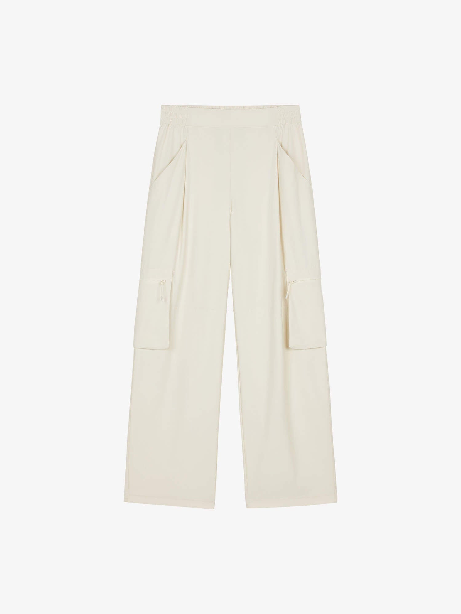 Flat lay of white cargo pants