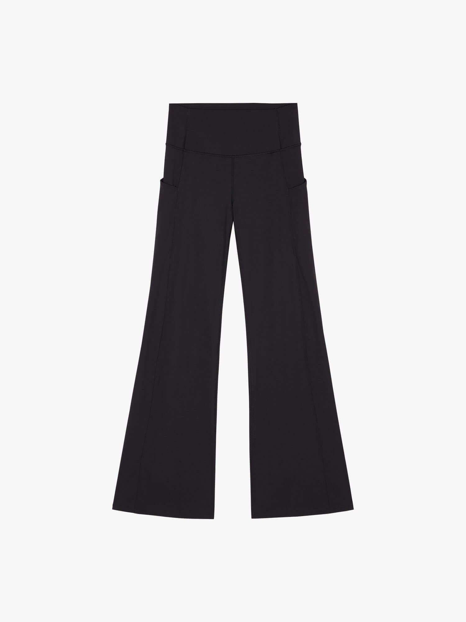 Flat lay of black wide-leg pants
