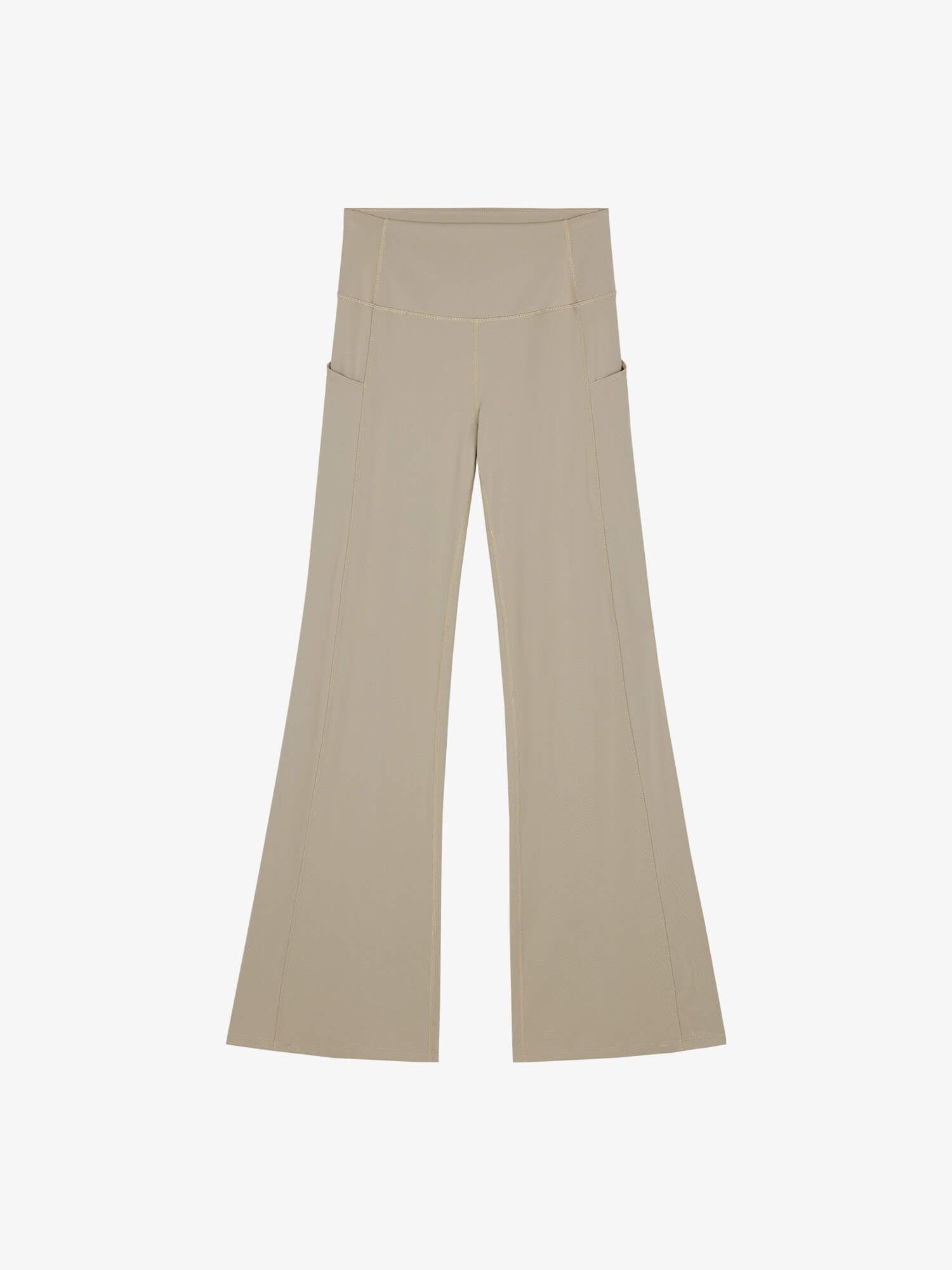 Flat lay of beige wide-leg pants