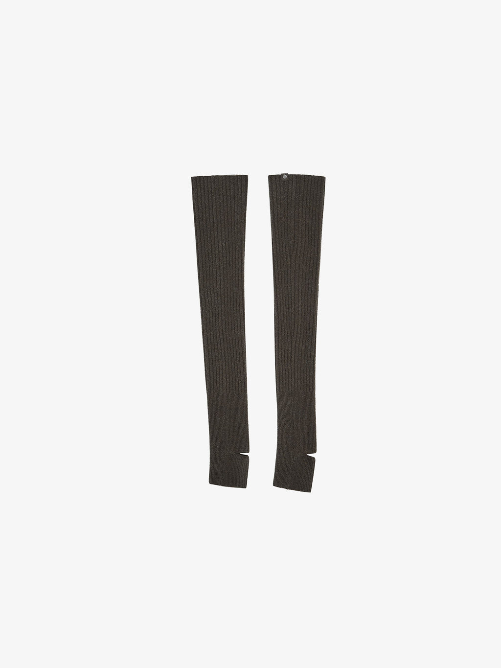 Flat lay of olive green leg warmers. 