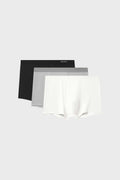 three men briefs in black, grey, and white