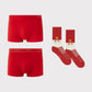 Two pairs of red men's underwear, a pair of red men's socks for the Year of the Rabbit