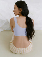 Model wearing lilac purple bra. Icy Purple color.