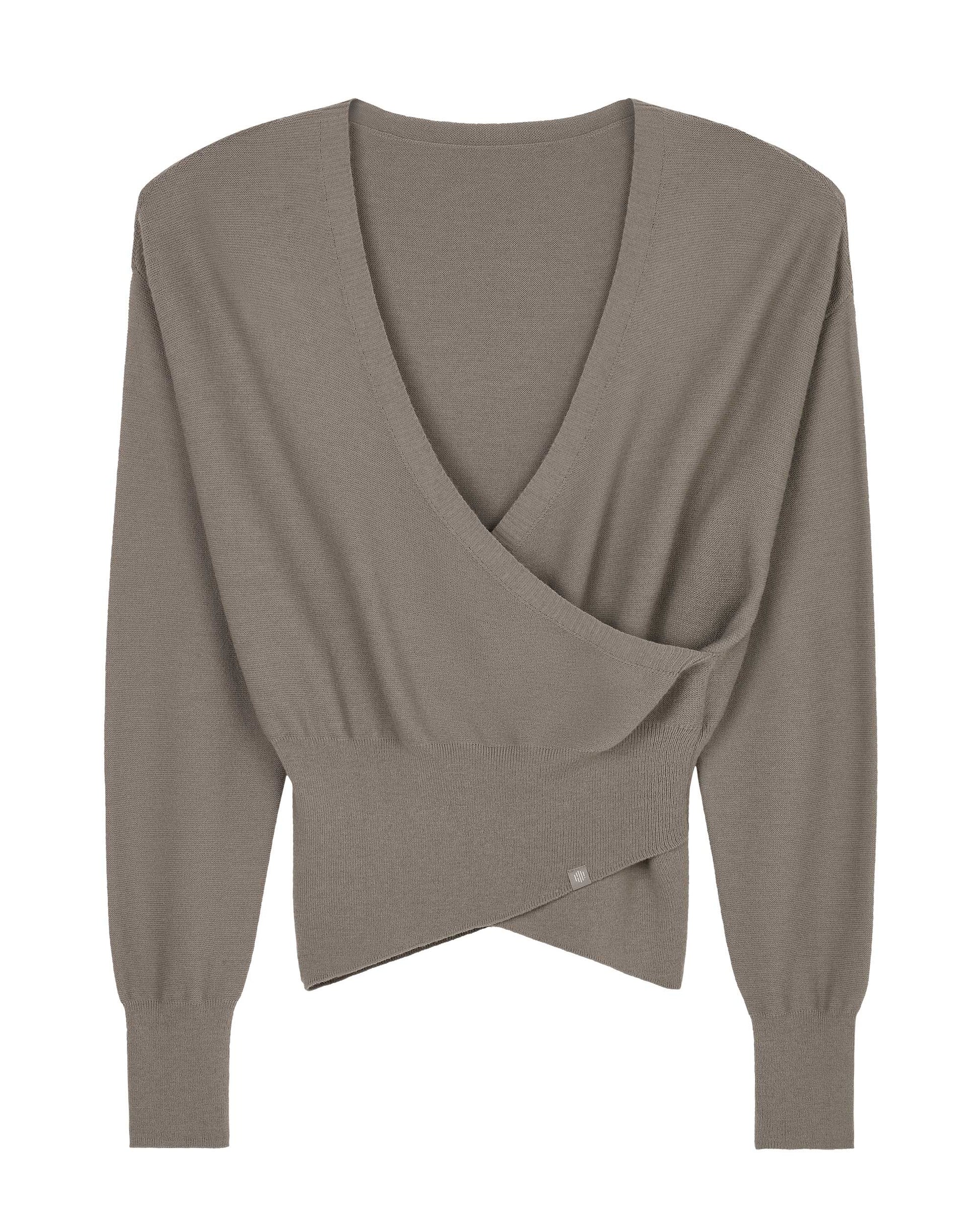 taupe wrap sweater